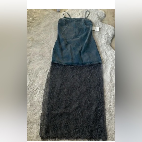 Zara denim lace midi dress size XS - Picture 2 of 3